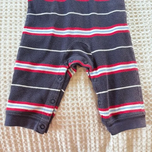 Vintage LAND’S END 3-6 Month Polo Striped Jumpsuit Layered Long Sleeves Snaps - Picture 8 of 10